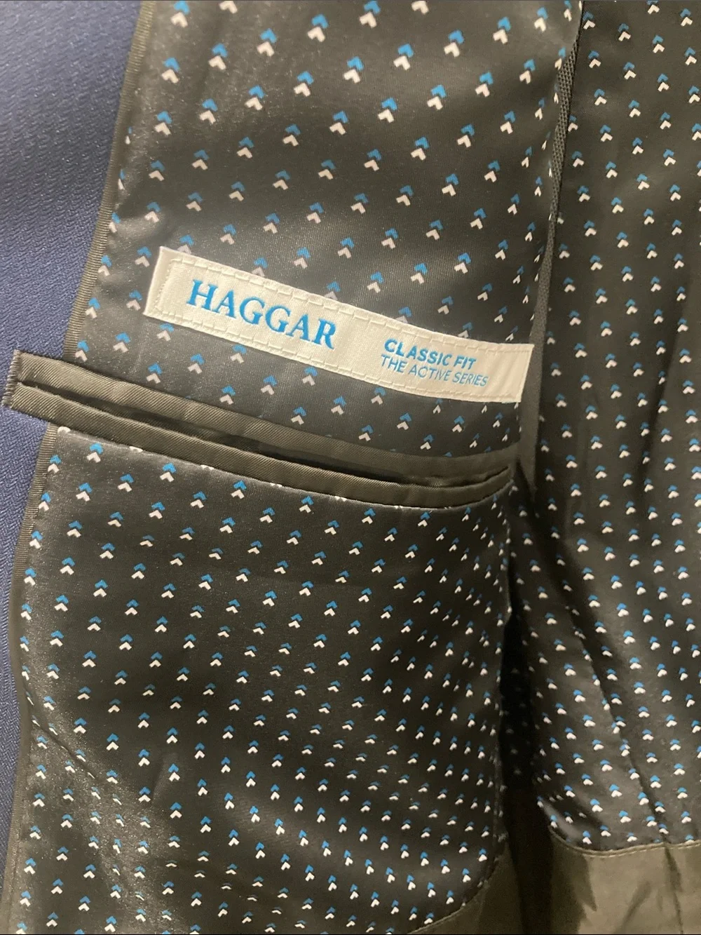 NWT Haggar The Active Series Classic Fit-Navy Blue Two-Button Suit Jacket-Sz 40R